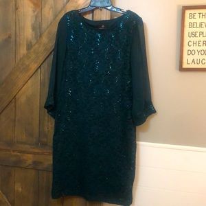 Forest green sequined and lace dress size 8